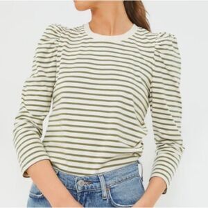 Pomander Place Tuckernuck Olive & White Striped Vesty Long Sleeve Top Medium